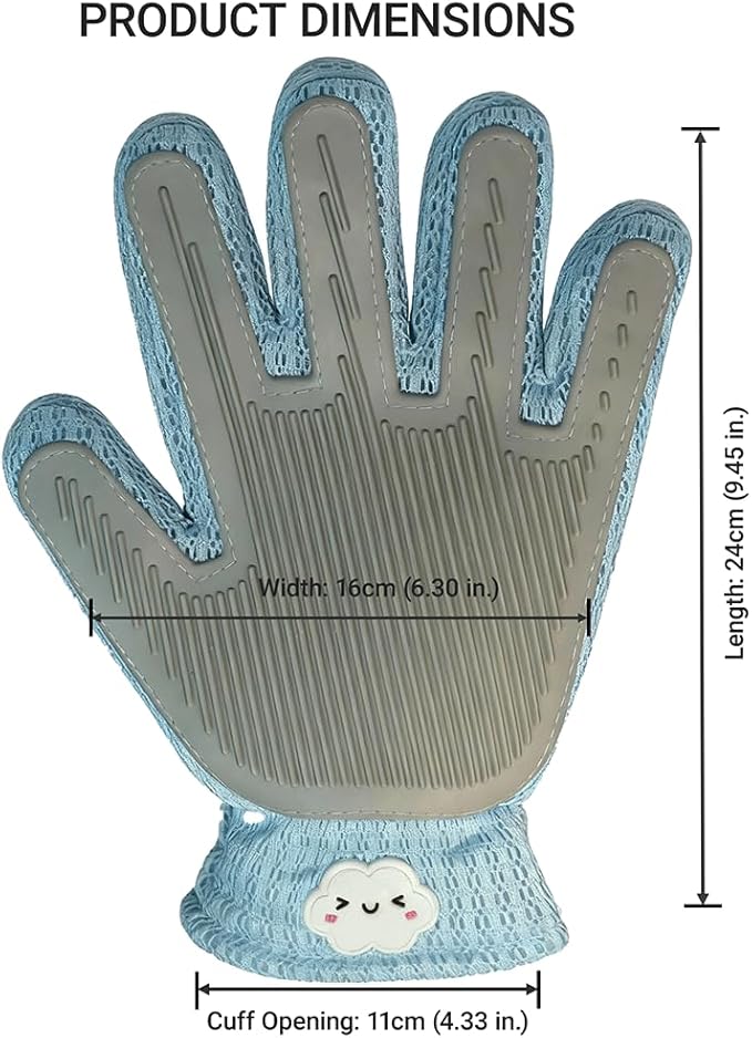 Gentle Pet Hair Removal Glove - Efficient Cat & Dog Mitt Brush for Shedding - Grooming and Deshedding Tool for Long or Short Fur Pets - Perfect for Bathing & Massage (one Piece)