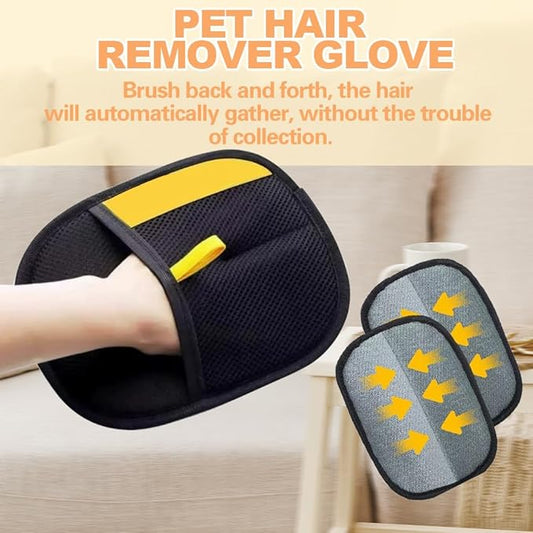 2PCS Pet Grooming Gloves for Dogs & Cats – Reusable Pet Hair Remover Mitt, Gentle Deshedding Glove for Hair Removal on Furniture, Clothing & Bedding