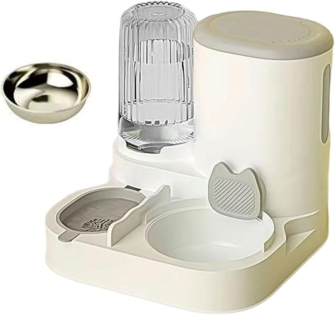 Automatic Dog Feeder and Water Dispenser Dog Bowl Household Portable Automatic Pet Feeder Food Feed for Small Dogs Kitten, Grey