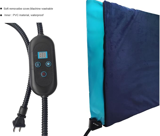 Pet Heating Pad for Cats & Small Dogs -18x18 Inch, 6 Heat Levels with Timer, Waterproof, Removable Washable Cover, Chew-Proof Cord, Digital Display
