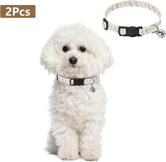 Dog Collar Balloons Dogs White Pattern Dog Collars Puppy Collar Cat Pet Collar with Adjustable Buckle for Dogs Cats Pets Supplies 2 Pack
