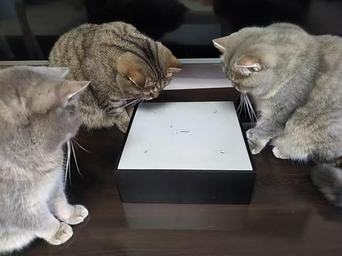Electric Cat Teaser, Automatic Water Drop Cat Teaser Toy, Modern Sculpture of Flowing Water, for Indoor Cats Dog, Office (Black Charging)