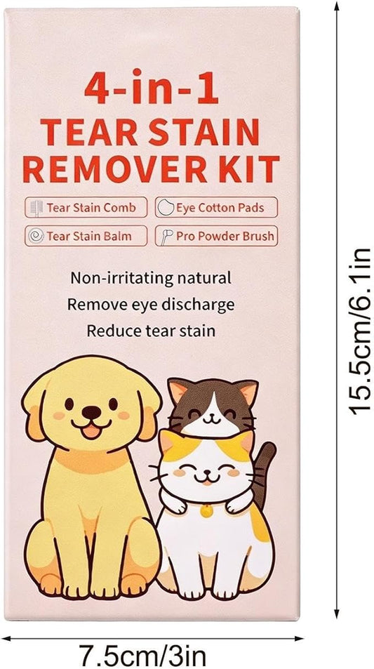 Gentle Tear Remover, Dog Eye Stain Cleaning Ointment, 30ml Care Solution with Powder Brush, Soft Formula Pet Cleaner, Grooming Supply with Safe Blend, Animal Care Tool for Home Use