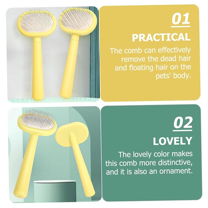 Yardwe Handle Cat Grooming Comb Ergonomic Pet Massage Brush for Shedding Loose Hair and Cleaning for Cats and Dogs Plastic Design