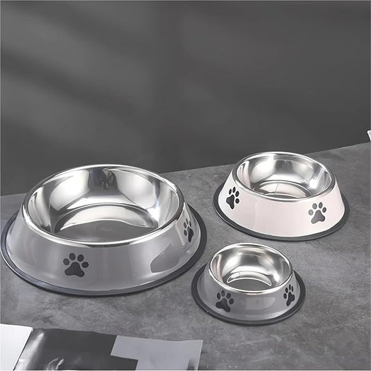Stainless Steel Pet Bowl Cat Dog Food Bowl Multi-Specification Anti-Fall Food Bowl Food Bowl Feeding Pet Supplies 16 to 22 Cm(Gray,X-Large)