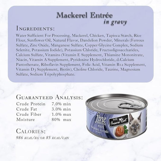 Variety Pack for Fussie-Cat-Fine-Dining Pate Wet Food - 6 Delicious Flavors: Sardine & Chicken, Tuna & Shrimp, Chicken & Lamb, Oceanfish, Sardine, and Mackerel & Beef (2.8 Oz Each, 12 cans Total)