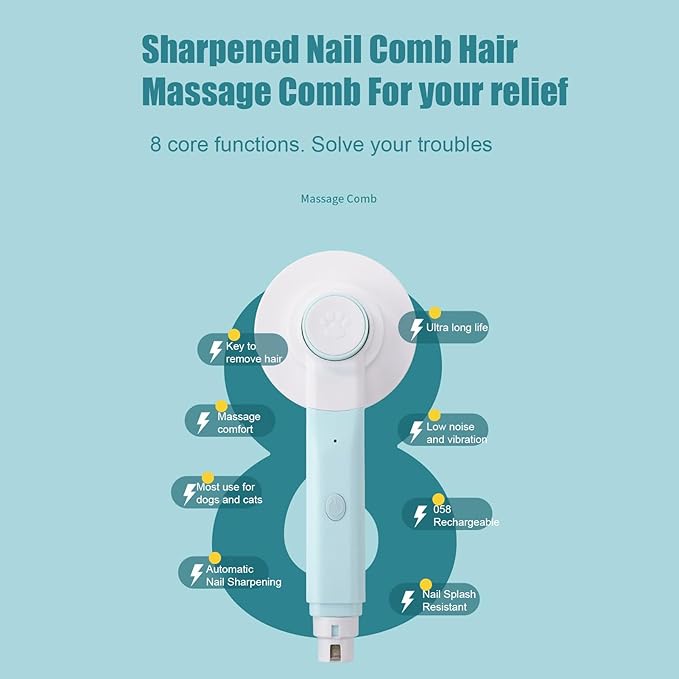 Cat Brush for Shedding,Automatic Rechargeable Massage Comb - Cat Brush Dog Grooming Supplies - for Long Short Hair Undercoat Removal Cleaning Bathing Dematting Indoor Home