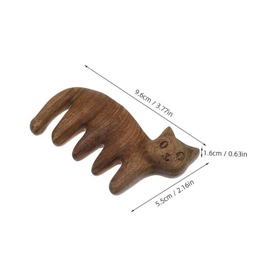 Cat Shaped Wooden Massage Comb for Scalp Care Green Sandalwood Head Massager Tool for Relaxation and Acupoint Treatment for Cats and PET Grooming