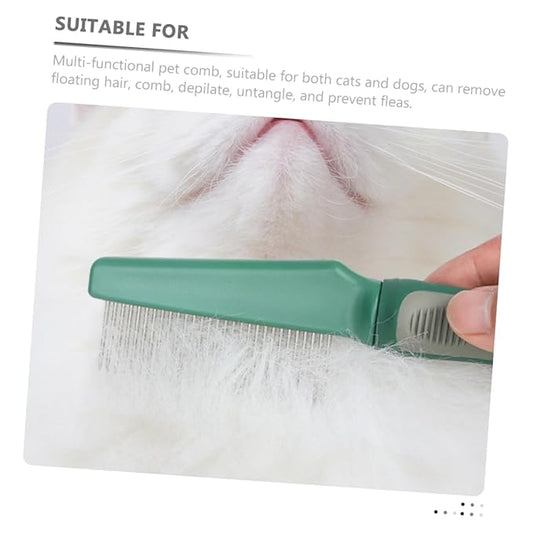 Dog Cat Grooming Comb with Fine Teeth for Removing Tangles and Mats Ergonomic Pet Brush with Durable Handle for Long-haired Cats and Dogs Olive
