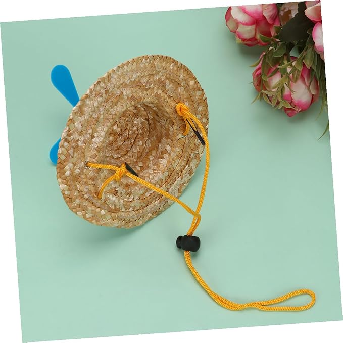Pet Straw Hat Woven Airplane Cap Funny Photo Prop Decorative Hat for Dogs Large Size Pet Supplies