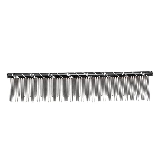 Pet Hair Removal Comb, Stainless Steel Cat Grooming Tool with Dual - Density Teeth, Open Knot Comb for Long and Short Haired Cats, Ergonomic Non - Slip Handle (Black)