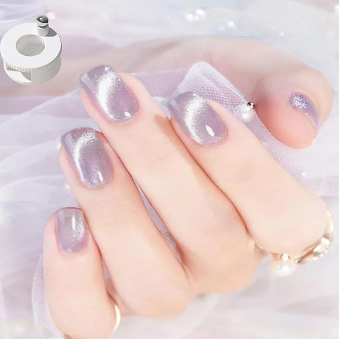 2026 New Rotating Cat Eye Magnet, Automatic Glass Bead Suction of Cat Eye Nail, 360° Rotating Main Body, Uniform Magnetic Force,Beginner Friendly Nail Tool,Creating Wide Cat Eye Effect in 2s (2 White)