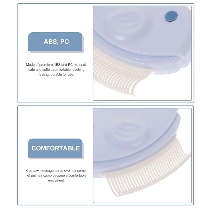 BESTonZON 2pcs Cat Grooming Combs for Matted Fur Removal, Indoor Pet Hair Dematting Brushes, Blue Small Size for Cats and Dogs
