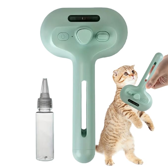Cat Brush - Self-Cleaning Ergonomic Pet Grooming Tool, Home Shower Dog Brush | Large Tank Misting Deshedding Comb with Steam, Hair Removal Steamer for Gentle Massager, Travel Pet Care Accessory