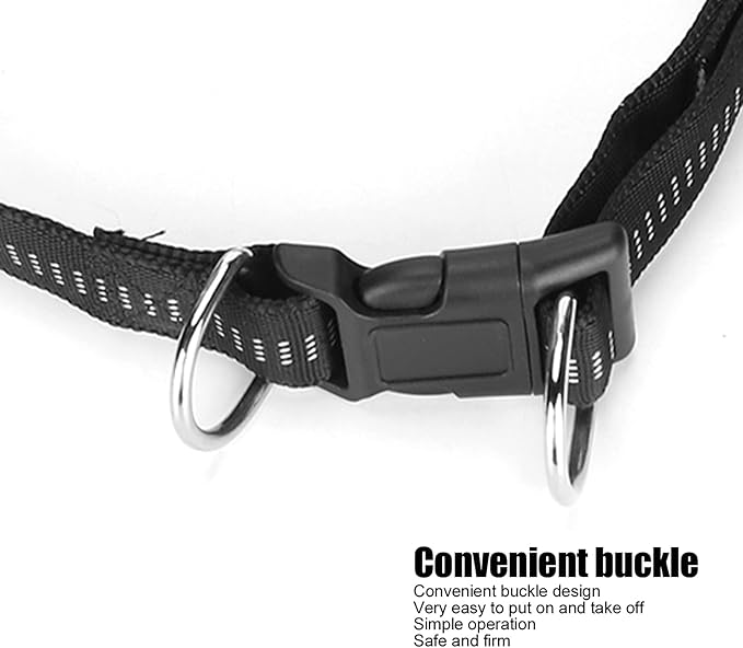 Heavy Duty Dog Leash Collar Set, Adjustable Nylon Leash with Soft PP Handle, Durable Rope Leash Collar for Small Medium Large Dogs, Pet Supply with Elastic Shock (Black)