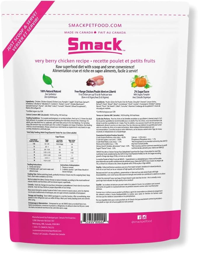 Organic Raw Dehydrated Dog Food Grain-Free, Gluten-Free, Raw Food for Dogs (Very Berry Chicken, 8.8 Ounce