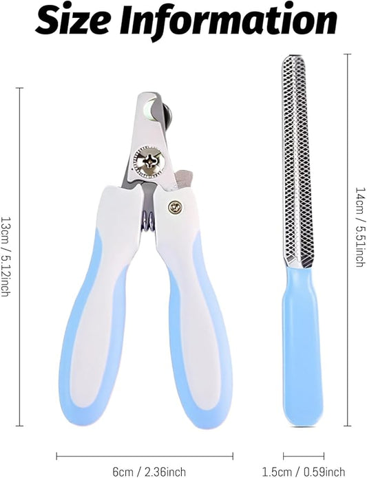 Pet Nail Clippers & Trimmers for Dogs & Cats - with Safety Guard & Free Nail File - Professional Pet Grooming Tool (Blue, Large)