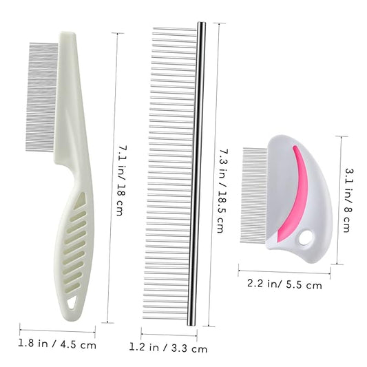 Toyvian 3pcs Dog Cat Grooming Kit Stainless Steel Comb Set for Hair Removal Tangle Combouts