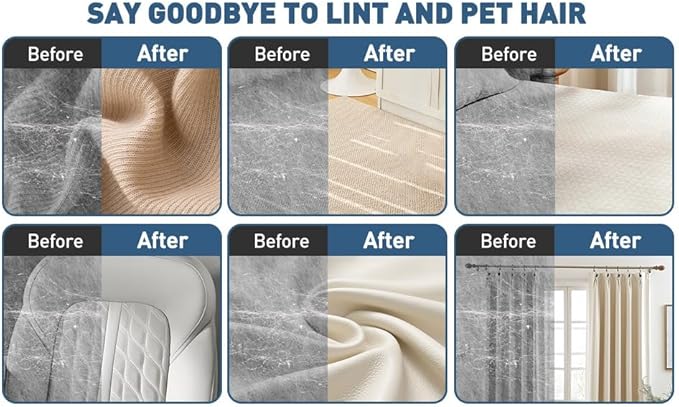 2-Pack Reusable Pet Hair Remover Gloves – Dog & Cat Grooming Gloves for Clothes, Furniture, Car Seats, Bedding, and Fur Removal (Blue)