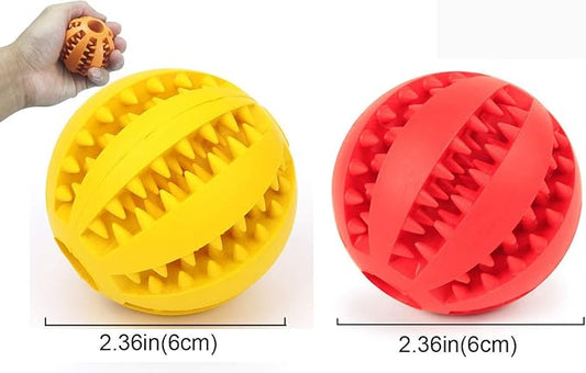 Sunglow 2 Pack Dog Toy Ball,Nontoxic Bite Resistant Teething Toys Balls for Small/Medium/Large Dog and Puppy Cat, Dog Pet Food Treat Feeder Chew Tooth Cleaning Ball Exercise Game IQ Training Ball
