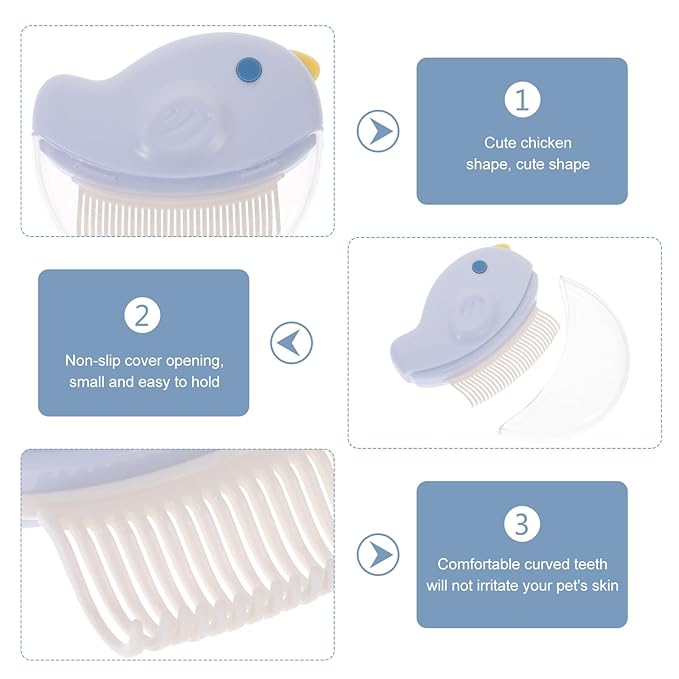 Cabilock 2pcs Pet Grooming Combs Hair Remover Brushes for Cats and Small Dogs, Blue Detangling Comb with Reusable Design for Indoor Shedding and Fur Cleaning