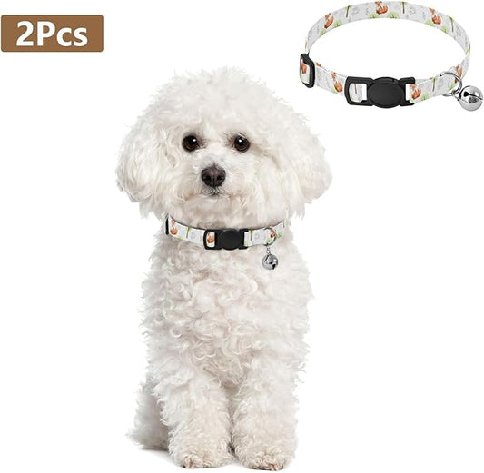 Dog Collar Animals Deer White Pattern Dog Collars Cute Puppy Collar Adjustable Cat Pet Collar for Dogs Cats Pets Supplies 2 Pack