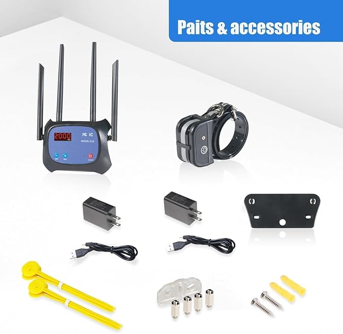 Plkm Dog Wireless Fence Electric Pet Containment System, Adjustable Control Range 100 to 2000 Feet, Safe Effective No Randomly Over Correction, Rechargeable Waterproof Collar Receiver