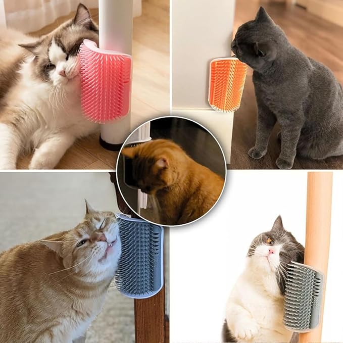 Cat Self Groomer – Wall Corner Scratcher, 2 Pack Soft Silicone Face Grooming Brushes and Massage Combs for Indoor Cats and Small Pets (Grey)