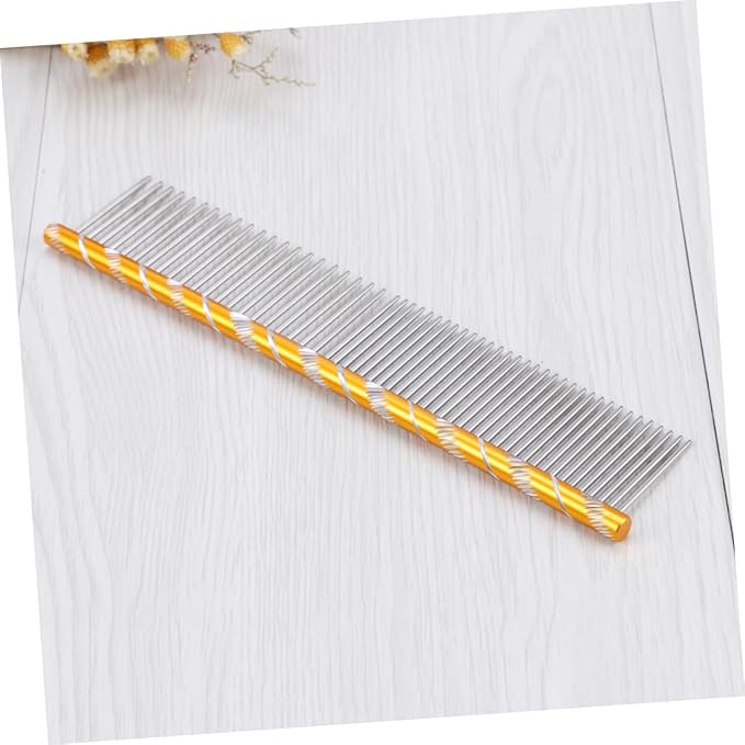 BESPORTBLE Stainless Steel Pet Shedding Comb for Dogs Cats Grooming Tool with Different Spaced Teeth for Fur Removal Yellow