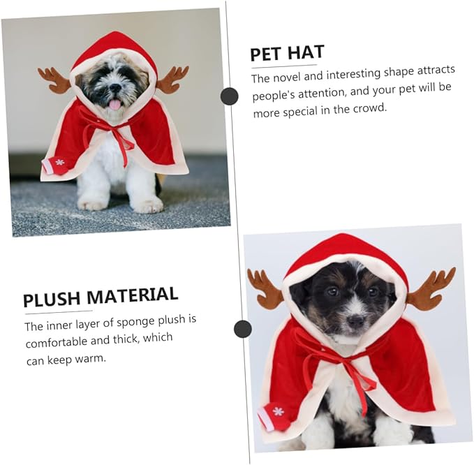 SOLUSTRE Christmas Dog Cloak with Fleece Hooded Pet Clothes XL Winter Costume Festive Pet Supplies for Dogs