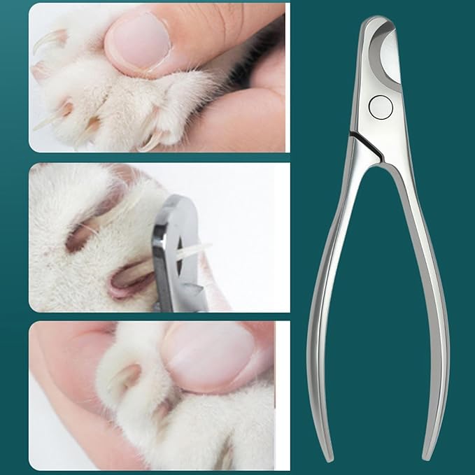 Safety Nail Trimmer, Cat Cutter Aid, 5.12 Inches Stainless Tool, Professional Heavy Duty Device with Secure Grip, Compact Supply with Daily Use, Home Accessories for Pets Breed Animal Clipping Indoor