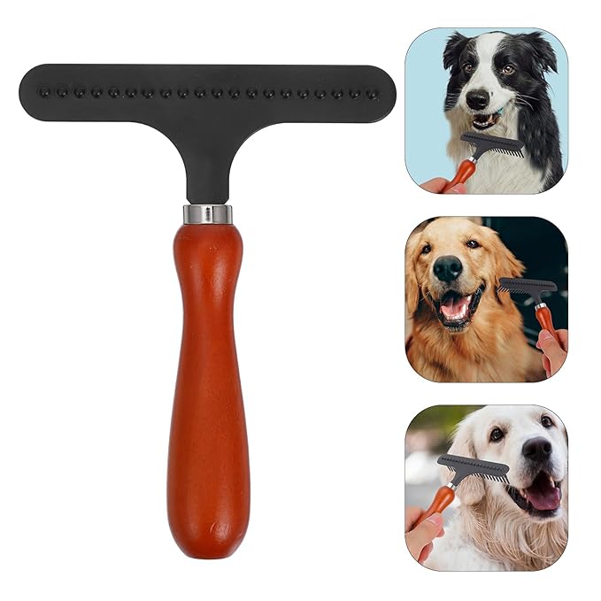 TEHAUX Dog Shedding Brush and Dematting Comb, Undercoat Rake Pet Hair Removal Tool for Large Dogs, Detangling Grooming Comb for Matted Fur and Shedding, Sturdy Grooming Supply