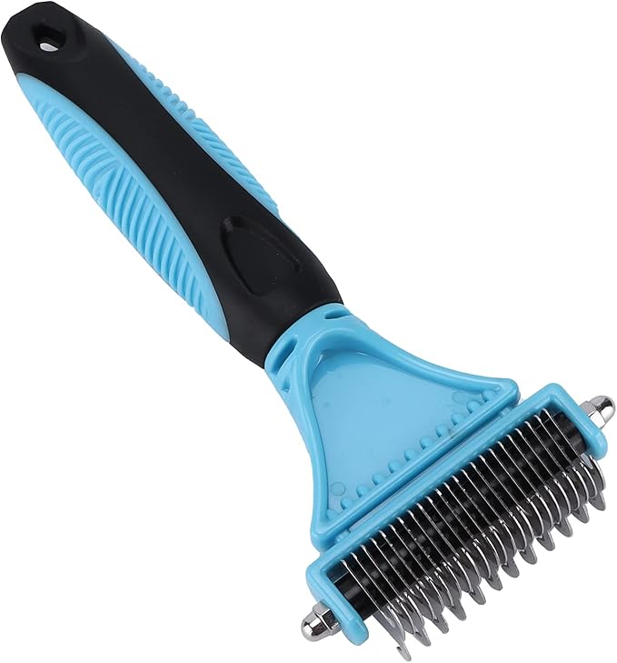 2 Sided Dematting Comb Pet Hair Removal Comb Safe Deshedding Brush for Catdog Grooming Supplies Stainless Steel 8.6x18x2.4cm