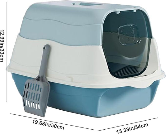 Large Enclosed Cat Litter Box with Lid, Scoop, Enclosed Potty, Anti-Splashing Toilet, Kitty Covered Litter Boxes for Cats Litterbox Including Litter Scoop for Indoor Use Cat Owners Gifts
