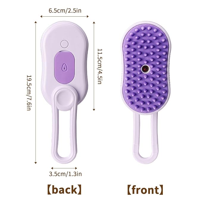 2 Pcs Pet Spray Massage Brush, Cat Hair Steam Brush for Shedding,Cleaning Pet Brush for Massage and Bathing with One Click Spray,Silicone Grooming Spray Comb with 360° Rotating Arm