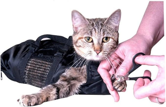 HANABASS Cat Grooming Bag for Cats Nail Clipping Cleaning Bag Zipper Closure and Mesh Side Pet Supplies