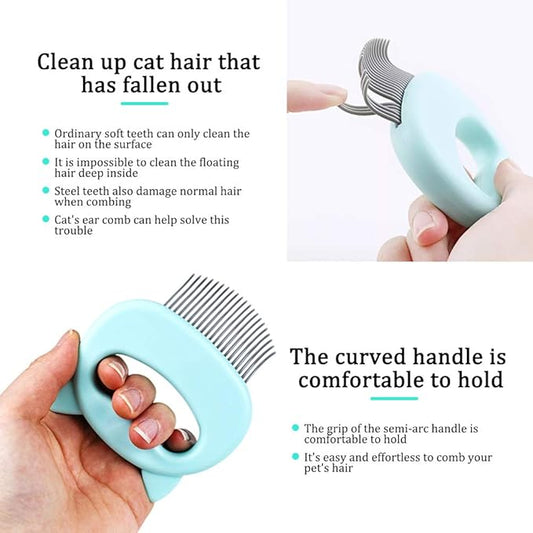 Relaxing Catβs Comb Massager, Cat Brush with Extra Soft Silicone Pins β Grooming & Shedding Massage Brush for Short & Long Hair -Promote Blood Circulation (Green)