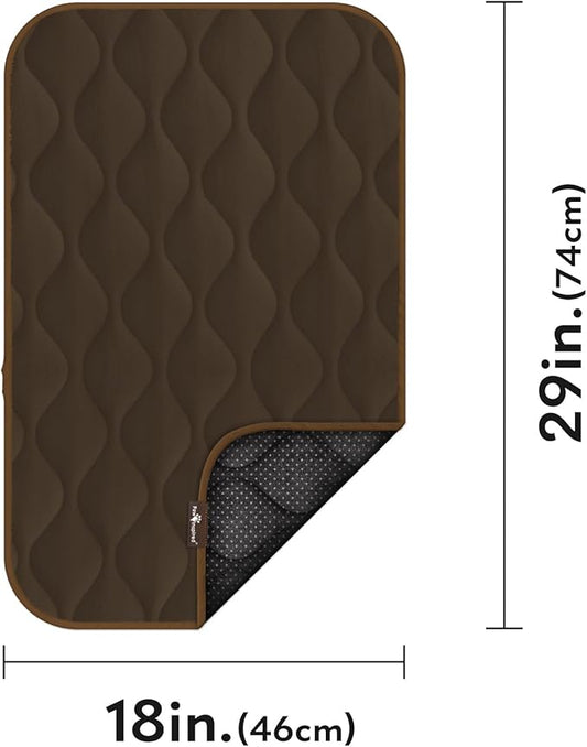 Paw Inspired Washable Padded Crate Mats for Dogs | 29” x 18” Pad, Fits 30-inch Kennels | Leakproof, Waterproof Bottom, Plush Pet Beds (Dark Brown)