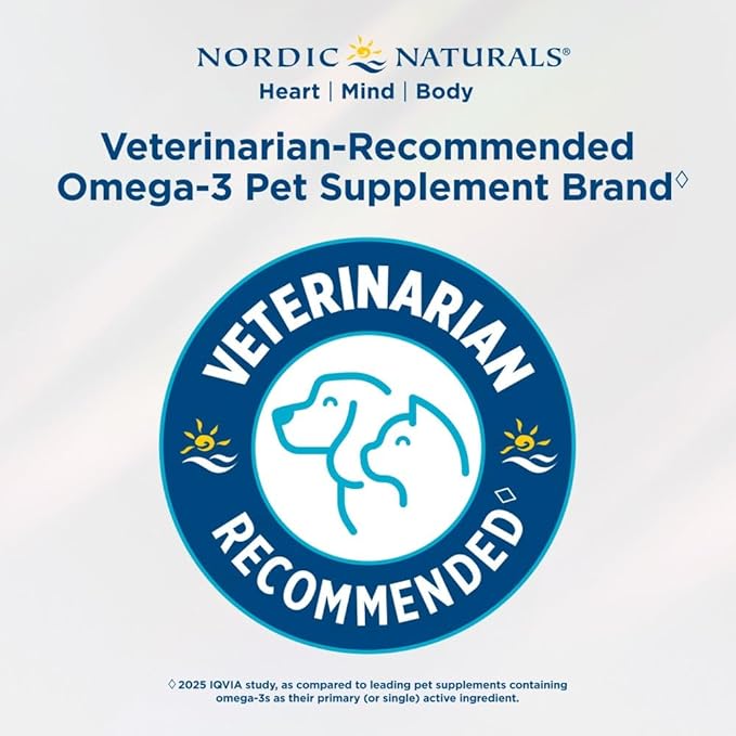 Nordic Naturals Omega-3 Pet, Unflavored - 90 Soft Gels - 320 mg Omega-3 Per Soft Gel - Fish Oil for Dogs with EPA & DHA - Promotes Heart, Skin, Coat, & Immune Health