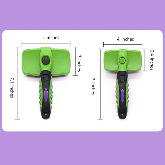 Self Cleaning Shedding Cat Brush - Skin Friendly Hair Removal And Grooming Tool Suitable For Cats And Dogs, Pet Hair Removal Tool Suitable For Shedding & Haired Pets(Green,Large)