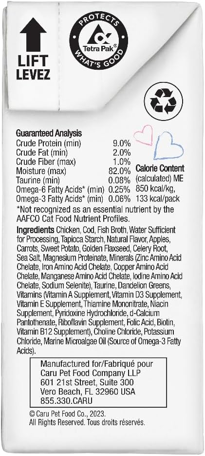 Caru - Classics Chicken & Wild Cod Stew - for Cats - Supports Overall Pet Health - Wet Cat Food/Meal Topper - Human Grade Ingredients - Non-GMO - Made in USA - 5.5 oz - Case of 12