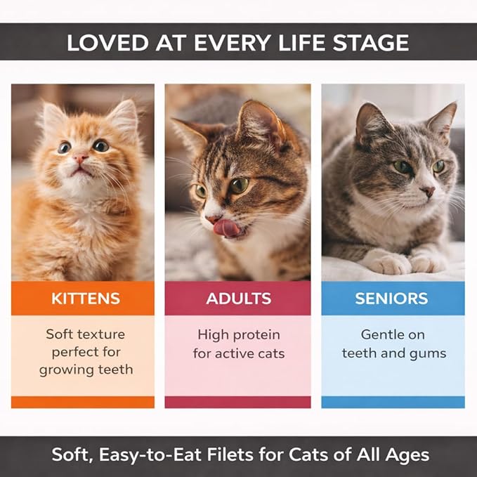 Cat Filet Treats Chicken 3 Pack - Real Chicken Breast High Protein Soft Cat Treats All Natural - Grain Free Healthy Cat Snacks Food Topper for Picky Eaters - 3oz (3x1oz)