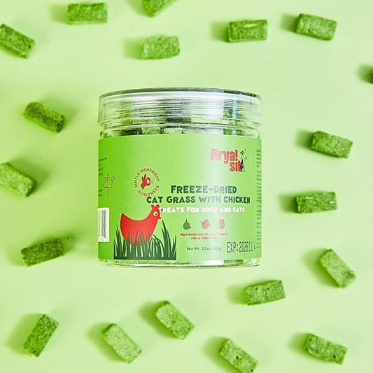 Freeze-Dried Cat Grass with Chicken Bites β Natural Hairball Control Β· Supports Digestive Health Β· High Protein Β· No Artificial Ingredients