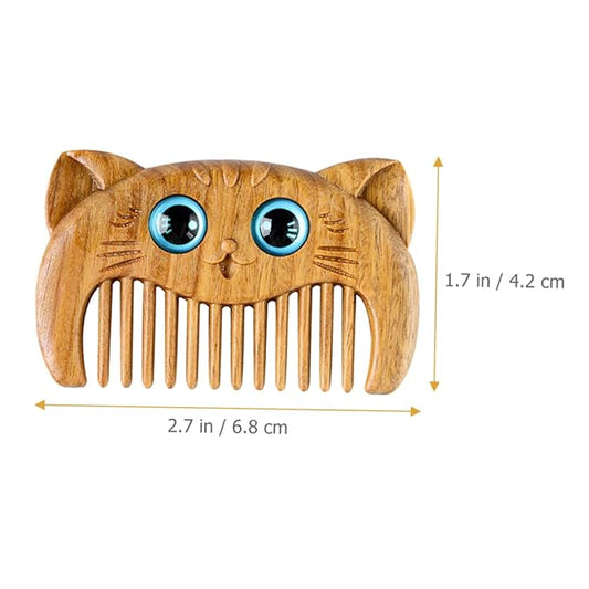 2pcs Natural Wooden Beard Comb Green Sandalwood Hair Comb Cat Brush for Haired Cats Grooming Tool