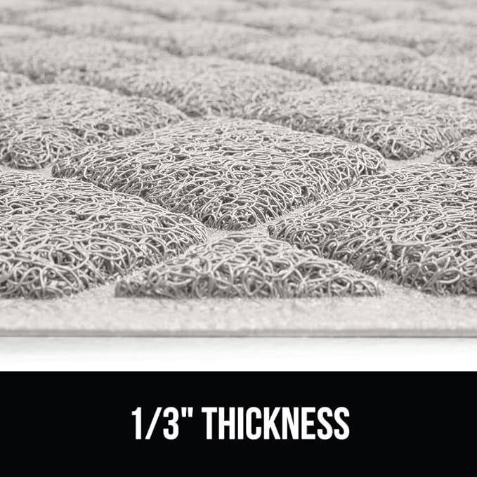 GORILLA GRIP Cat Litter Box Mat, Water Resistant, US Designed Kitty Litter Trapping Mats, Easy to Clean, Scatter Control, Less Mess and Clean Floors, Kitten Supplies for Indoor Cats, 24x17 Light Gray