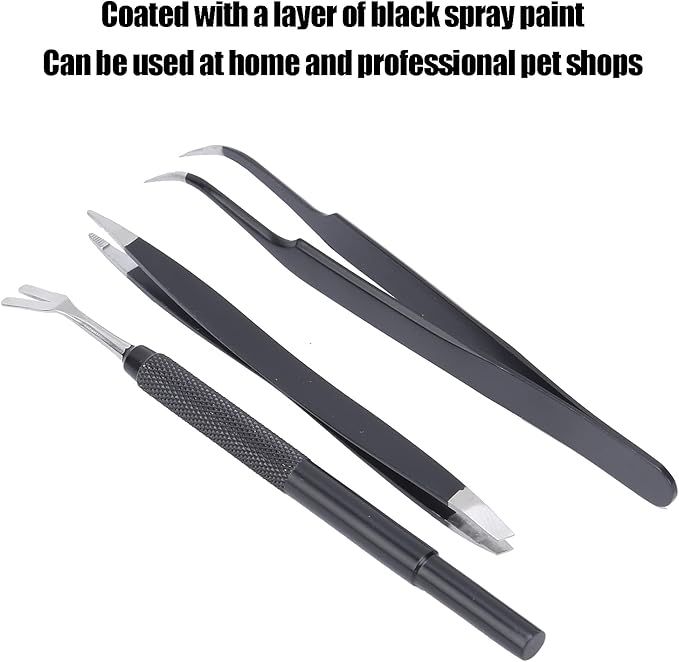 GLOGLOW Stainless Steel Remover Tools, AntiPet Remover Kit with Culling Fork, DoubleEnded Tweezers for Dogs and Cats