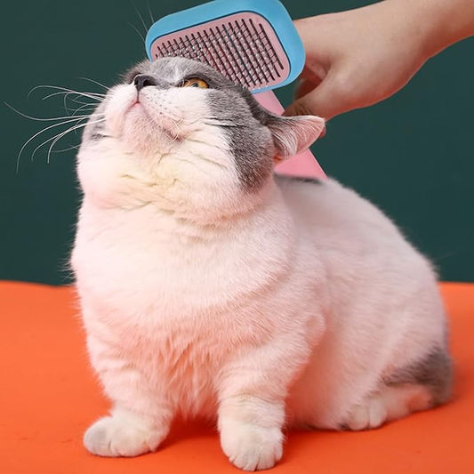 Pet Slicker Brush, Self Cleaning Massage Prevent Slip Dog Cat Grooming Comb, Cat Grooming Brush Self Cleaning Slicker Pet Massaging Tool for Shedding Hair, default, defult