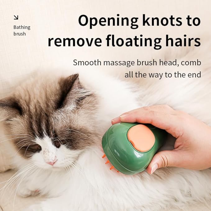 Cat Steam Brush, 3 in 1 Cat Comb for Massage, Self Cleaning Cat Brush with Water, Rechargeable Silicone Dog Steam Brush, Cat Bath Brush Eliminates Flying and Tangled Hair Cat Grooming Comb (Green)
