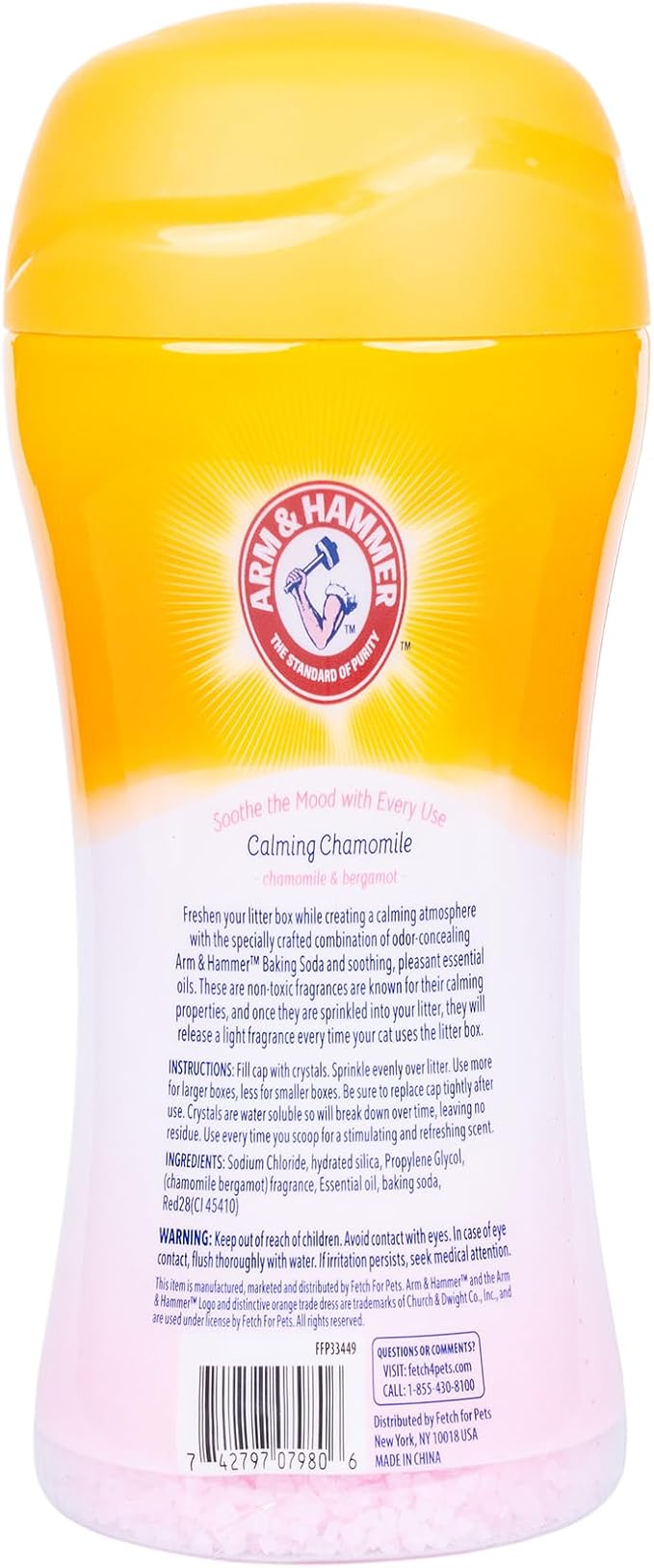 Arm & Hammer Cat Litter Deodorizing Crystals with Baking Soda, Calming Litter Box Odor Eliminator, Dissolving Litter Crystals for Cat Litter Odor Control, Chamomile Scent, 15 Oz