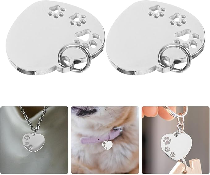 Kichvoe 10pcs Silver Stainless Steel Dog Id Tags Blank Pet Name Tags for Small Dogs Collar Accessories Sturdy Pet Supplies